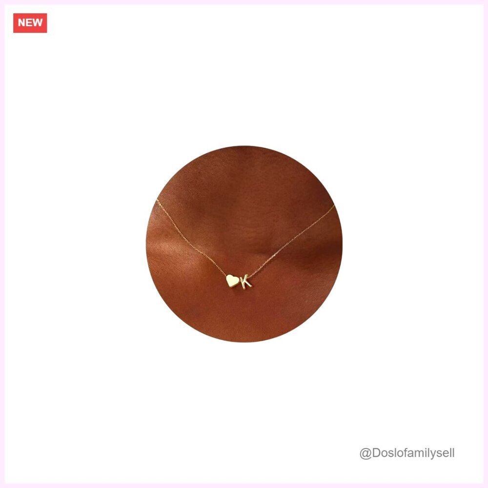 Dainty Gold Plated Heart Initial Pendant Necklace Minimal Chic Trendy Jewelry